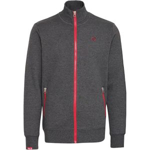 !Solid Sweatvest 'Benn'  grijs / bloedrood / wit