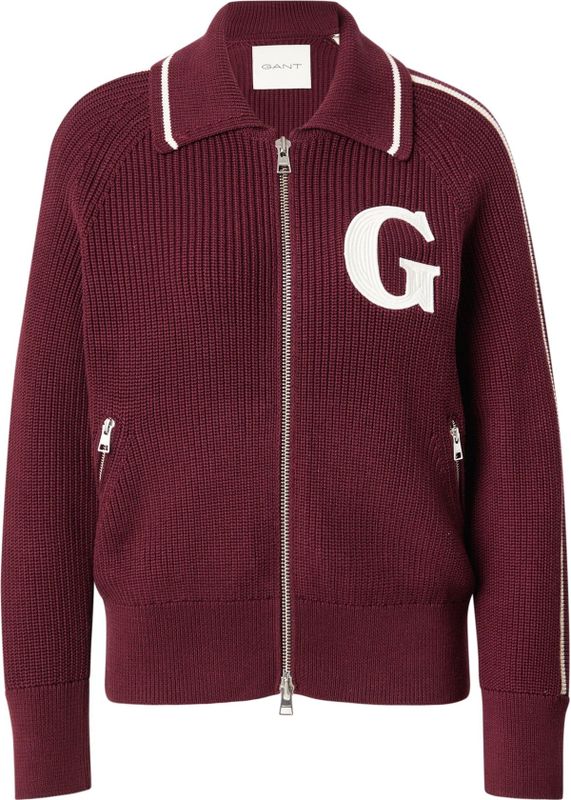 GANT Gebreid vest  wijnrood / wit