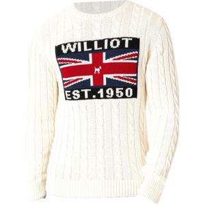 Williot Trui  donkerblauw / rood / wit / offwhite