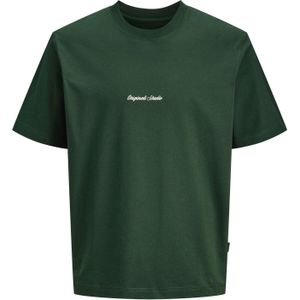 JACK & JONES Shirt 'JORNorrebro'  donkergroen / wit
