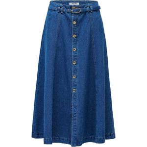 Salsa Jeans - 21010341 - Midi Rok - Blauw - Hoge Taille