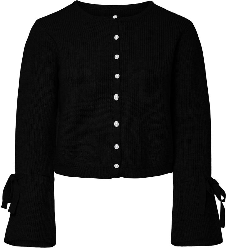 Pcrikke - Gebreid Vest - Ronde Hals - Lange Mouwen - Geknoopte Manchetten