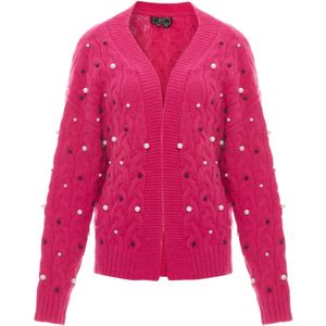 faina Gebreid vest  pink / zwart / wit