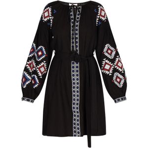 usha - FESTIVAL - Zomerjurk - Rood/Zwart/Wit - Korte Lengte - Normale Pasvorm