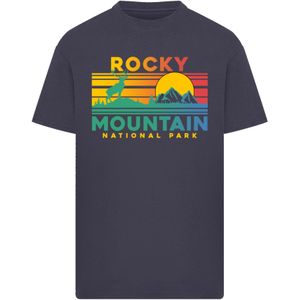 F4NT4STIC Shirt 'US National Parks Rocky Mountain Sunset'  blauw / gemengde kleuren