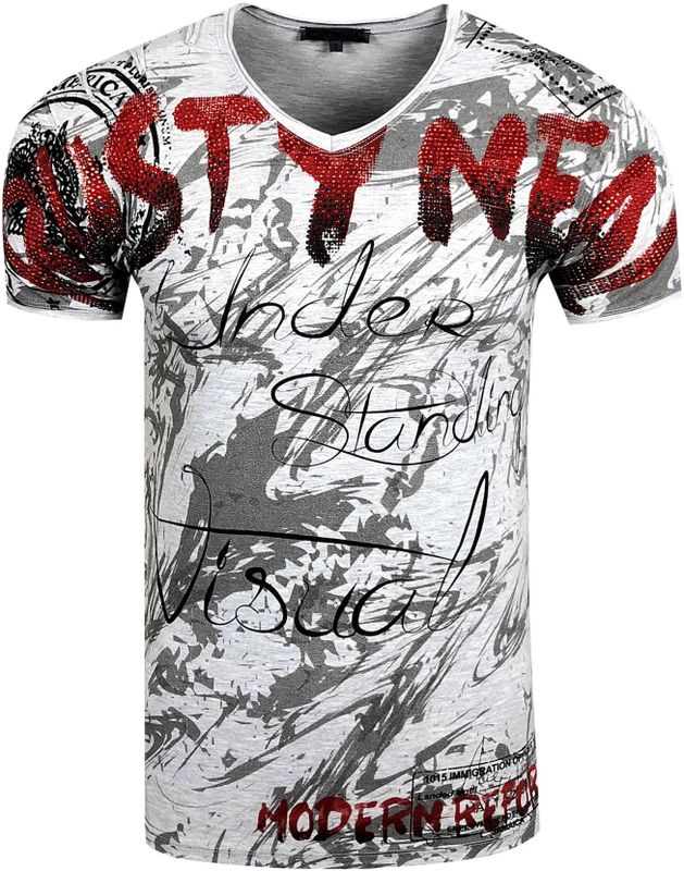 Rusty Neal - T-shirt - V-hals - Heren - Strassontwerp