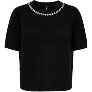 Only - ONLABBY LIFE SS BLING TOP O-NECK KNT - Trui - Zwart - Korte Mouwen