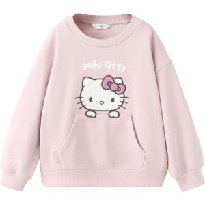 MANGO KIDS Sweatshirt 'HKKITTY'  lila / rosa / zwart / wit