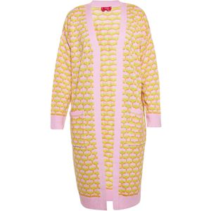 swirly Gebreid vest  limoen / mandarijn / lichtroze