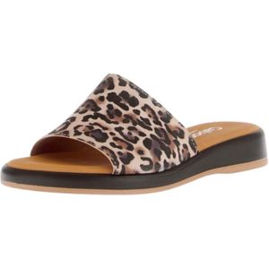 Muiltjes - Dierenprint - Leer - Open Toe - Middelhoge Hak