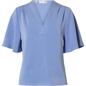 Selected Femme - Slftenny Ss V-hals Top - Cornflower blue - Korte Mouwen
