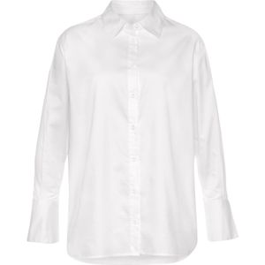 Damesblouse - Crème - Katoen - Lange Mouwen - Overhemdkraag