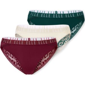 ELLE Slip ' Lace '  crème / donkergroen / bordeaux