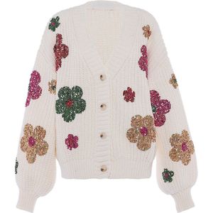 faina Gebreid vest  geel / groen / pink / wolwit