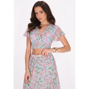 faina Blouse  lichtblauw / groen / lila