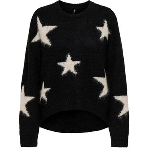 Only - ONLAZU LS STAR O-NECK KNT - Gebreide Trui - Zwart