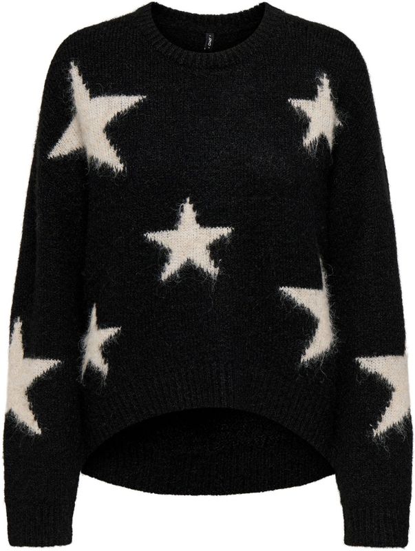 Only - ONLAZU LS STAR O-NECK KNT - Gebreide Trui - Zwart