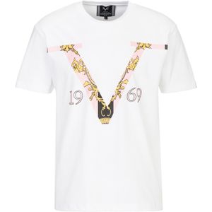 19V69 ITALIA Shirt 'Kiano'  beige / zwart / wit