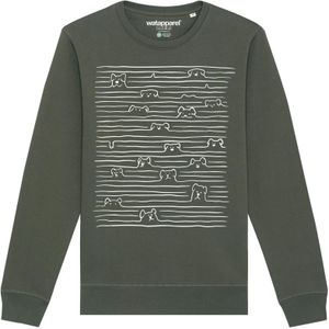 Watapparel Sweatshirt ' Doodle Dogs '  ecru / kaki