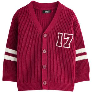 Next Gebreid vest  donkerrood / wit