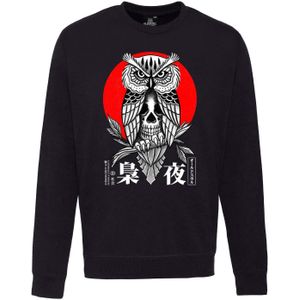 Oldskull Sweatshirt 'ASIAN SECRET OWL SKULL'  zwart