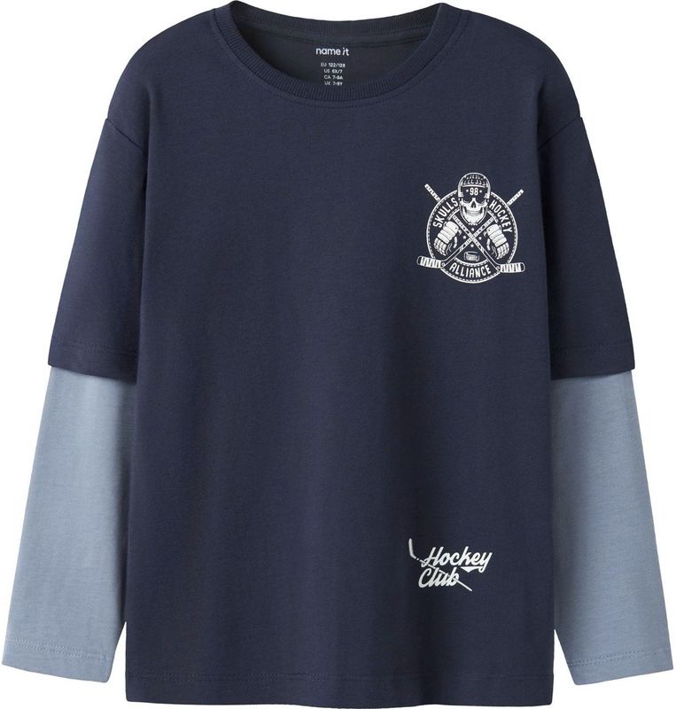 NAME IT Shirt 'NKMVARTO'  navy / smoky blue / wit