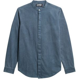 Superdry - Merchant Indigo Grandad - Overhemd - Lange Mouwen - Biologisch Katoen