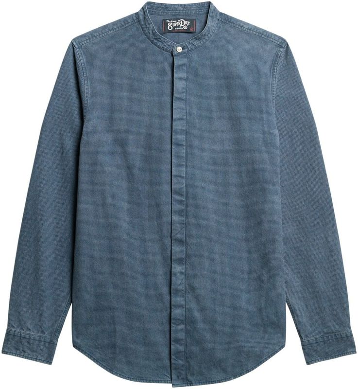 Superdry - Merchant Indigo Grandad - Overhemd - Lange Mouwen - Biologisch Katoen