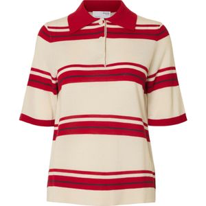 SELECTED Trui 'SLFThea'  crème / donkerrood / zwart