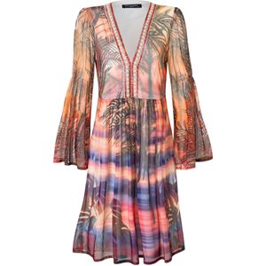 Ana Alcazar Zomerjurk 'Zilara'  blauw / oranje / lichtrood / zwart