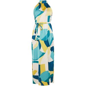 faina Jurk  blauw / cyaan blauw / oker / wit