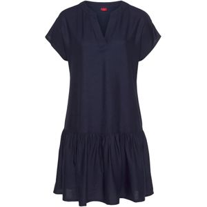 Blousejurk - Marine - V-hals - Korte Mouwen - Ruimvallend