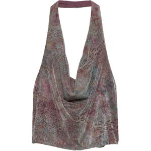 Pull&Bear Top  bruin / donkergeel / pastelgroen / bordeaux