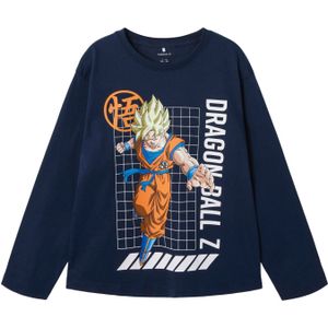 NAME IT Shirt 'NKMALVI DRAGONB'  taupe / donkerblauw / oranje / wit