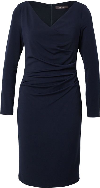Vera Mont Jurk met Plooien Donkerblauw