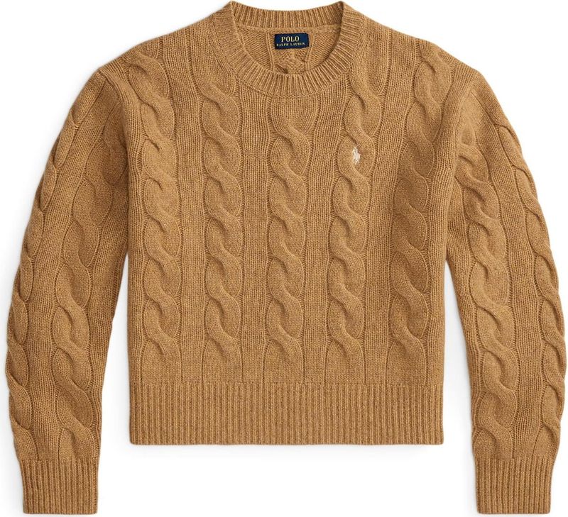 Polo Ralph Lauren - Gebreide Trui - Camel - Ronde Hals - Lange Mouw