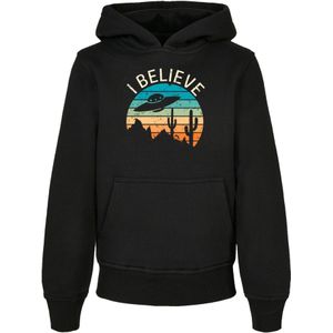 F4NT4STIC Sweatvest 'I Believe UFO Alien Sunset Graphic Tee'  lichtblauw / zwart / wit