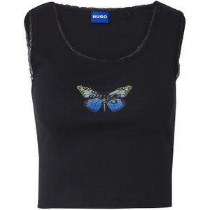 HUGO - Delarina - T-shirt - Blauw - Mouwloos - Ademend