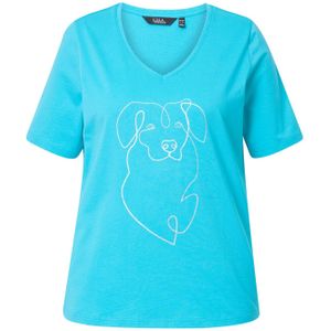 Ulla Popken Shirt  royal blue/koningsblauw / wit