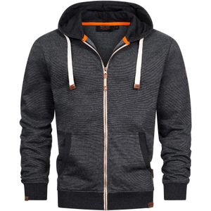 INDICODE JEANS Sweatvest 'Baustian'  antraciet / lichtgrijs