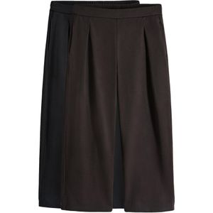 The Set Bandplooibroek  donkerbruin / zwart