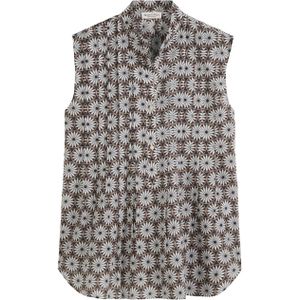 Marc O'Polo - Blouse - Bruin / Antraciet / Wit - Klassieke Blouse - Mouwloos