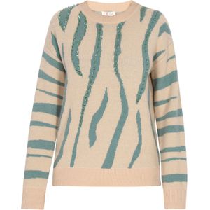 IZIA Trui  beige / smaragd
