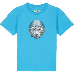 watabout.kids Shirt 'Racing Tiger'  aqua / grijs / wit