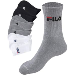 Sportsokken - Zwart - Grijs Mêlée - Wit - 6 Paar - Voetfrotté