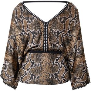 Karen Millen Blouse  lichtbruin / zwart / zilver / offwhite