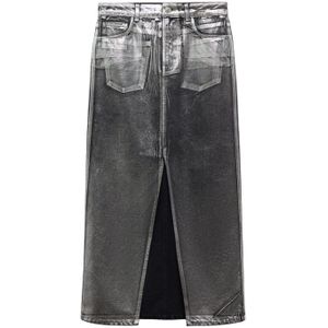 MANGO Rok 'Shimmer'  zilvergrijs / black denim