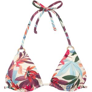 Lascana - Imani - Triangel-bikinitop - Crème bedrukt - Zonder Beugels