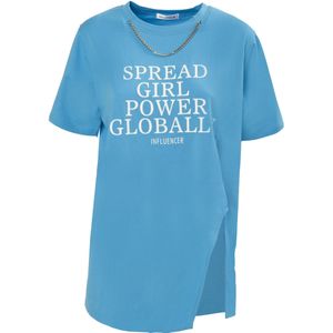 Influencer Shirt  azuur / wit