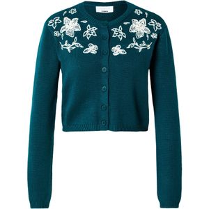 florence by mills exclusive for ABOUT YOU Gebreid vest 'Rosemary Bloom'  petrol / wit